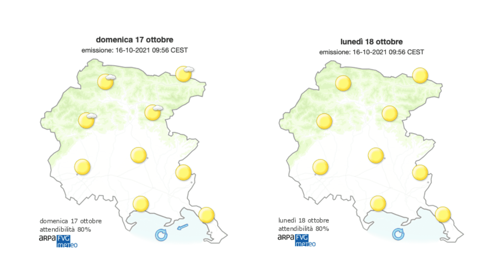 Immagine per Meteo, cielo sereno sul Goriziano con Borino e brezza sulla costa